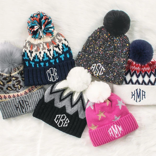 Monogrammed Pom Pom Beanie 2 Monogrammed Pom Pom Beanie - Image 2