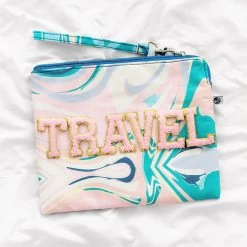 Monogrammed Wristlet Pouch -Fashion Clothing Store XbQ colorful marble wristlet pouch with chenille letters