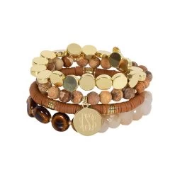 Monogrammed Beaded Bracelet Stack