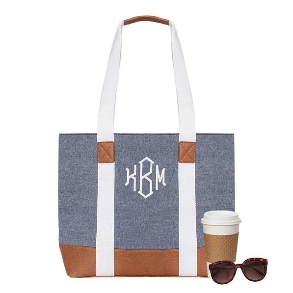 Monogrammed Chambray Tote 1 Monogrammed Chambray Tote