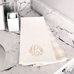 Monogrammed Hand Towel Set -Fashion Clothing Store Y9F khaki hand towel on bathroom marble