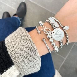 Monogrammed Ball Bracelet -Fashion Clothing Store YBC silver ball bracelet with cardigan