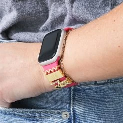 Personalized Smart Watch Charm Set -Fashion Clothing Store YHj hot pink band and apple watch charms in gold leopard