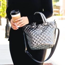 Monogrammed Diamond Quilted Crossbody 15 Monogrammed Diamond Quilted Crossbody -Fashion Clothing Store YLz metallic silver diamond quilted crossbody up close