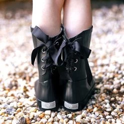 Monogrammed Kids Rain Boots -Fashion Clothing Store YOx back of black rain boots