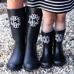 Monogrammed Kids Rain Boots -Fashion Clothing Store YOx mom and me black rain boots