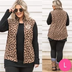 Monogrammed Leopard Fleece Vest -Fashion Clothing Store YPU front and back of leopard fleece vest