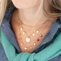 Monogrammed Triple Layer Necklace -Fashion Clothing Store YaK gold monogrammed triple layer necklace