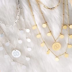 Monogrammed Triple Layer Necklace -Fashion Clothing Store YaK monogrammed triple layer necklaces on fur