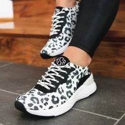 Monogrammed Leopard Sneakers 16 Monogrammed Leopard Sneakers -Fashion Clothing Store YrV black and white leopard sneakers on stairs