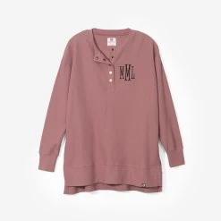 Monogrammed Waffle Henley Tunic