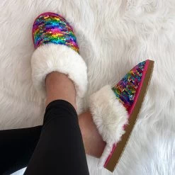 Sequin Slippers 9 Sequin Slippers -Fashion Clothing Store Yzc sequin slippers on feet with leggingsjpg