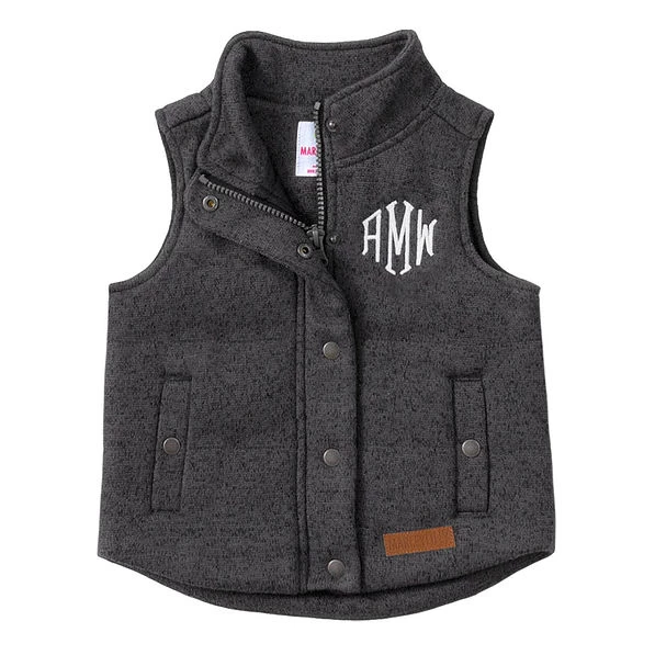 Monogrammed Kids Heathered Quilted Vest 1 Monogrammed Kids Heathered Quilted Vest