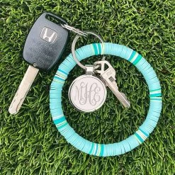Monogrammed Beaded Key Ring 12 Monogrammed Beaded Key Ring -Fashion Clothing Store ZQn mint blue beaded key ring