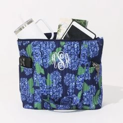 Personalized Quilted Tote Bag 16 Personalized Quilted Tote Bag -Fashion Clothing Store ZS6 blue hydrangea quilted tote bag filled up