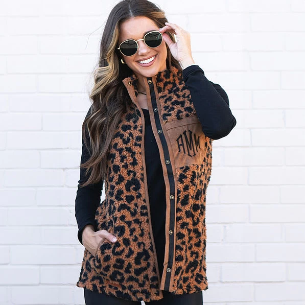 Monogrammed Leopard Sherpa Vest 1 Monogrammed Leopard Sherpa Vest