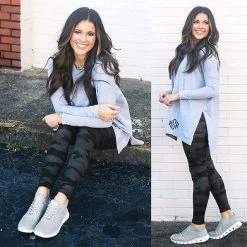 High Rise Leggings -Fashion Clothing Store a9o dark camo high rise leggings split image