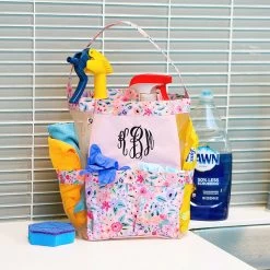 Monogrammed Caddy -Fashion Clothing Store aOk coral floral caddy with cleaning supplies