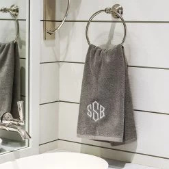 Monogrammed Hand Towel 12 Monogrammed Hand Towel -Fashion Clothing Store abk grey hand towel on towel holder