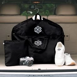 Monogrammed Packable Garment Bag 15 Monogrammed Packable Garment Bag -Fashion Clothing Store akt monogrammed packable garment bag and duffel in black in trunk