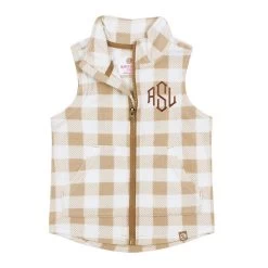 Monogrammed Kids Buffalo Plaid Fleece Vest