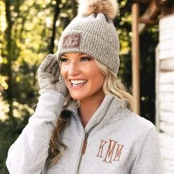 Monogrammed Beanie 22 Monogrammed Beanie -Fashion Clothing Store asq matching marbleized knit gloves and monogrammed beanie