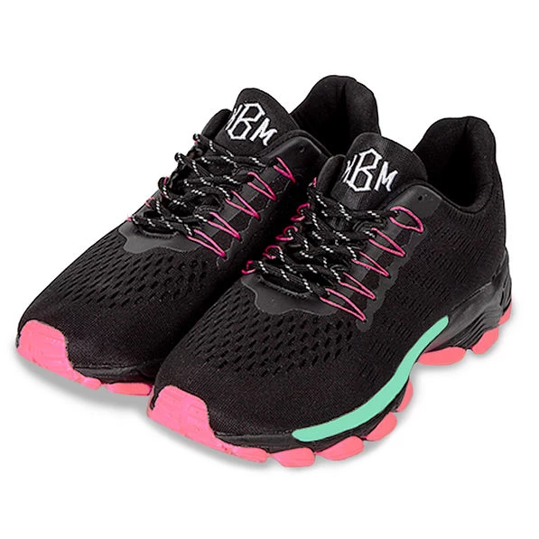 Monogrammed Neon Accent Sneakers 2 Monogrammed Neon Accent Sneakers - Image 2