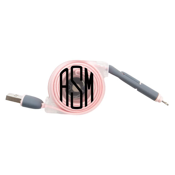 Monogrammed Retractable Charging Cord 1 Monogrammed Retractable Charging Cord