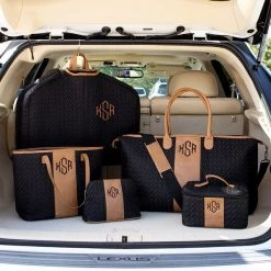 Monogrammed Quilted Travel Bag -Fashion Clothing Store bMN collection of quilted travel bag in trunk garment travel train tote makeup