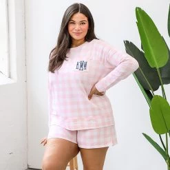 Monogrammed Gingham Sweatshirt