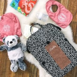 Monogrammed Dottie Diaper Backpack 10 Monogrammed Dottie Diaper Backpack -Fashion Clothing Store bVr name dottie backpack spread on fur rug