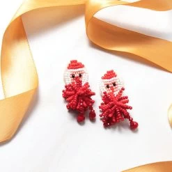 Santa Earrings 6 Santa Earrings -Fashion Clothing Store bdM santa earrings with ribbon
