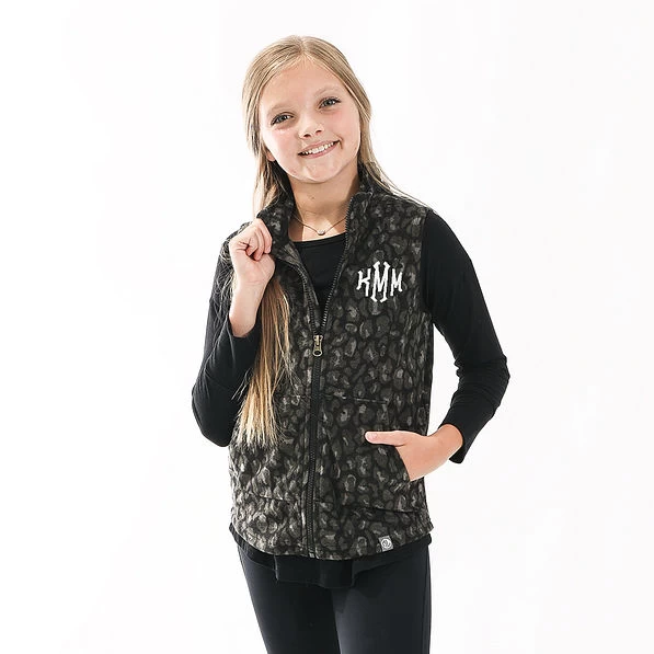 Monogrammed Kids Leopard Fleece Vest 3 Monogrammed Kids Leopard Fleece Vest - Image 3