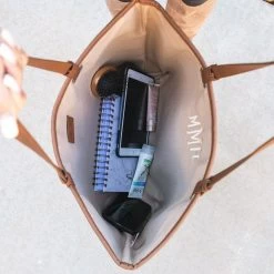 Monogrammed Striped Tote Bag -Fashion Clothing Store c1r Monogrammed Metallic Striped Tote Bag Inside