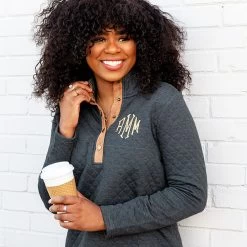 Monogrammed Quilted Pullover Tunic