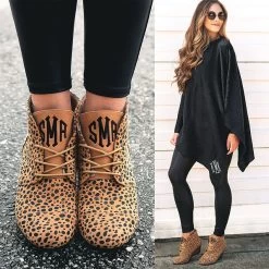 Monogrammed Booties -Fashion Clothing Store cPQ monogrammed leopard dot booties ootd