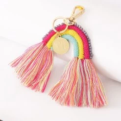 Monogrammed Rainbow Keychain -Fashion Clothing Store cTH close up of monogrammed rainbow keychain