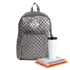 Monogrammed Quilted Laptop Backpack