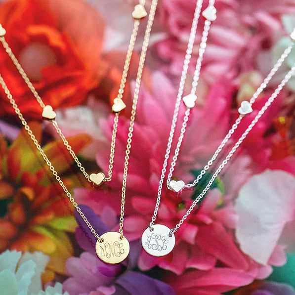 Monogrammed Heart Multi Strand Necklace 2 Monogrammed Heart Multi Strand Necklace - Image 2