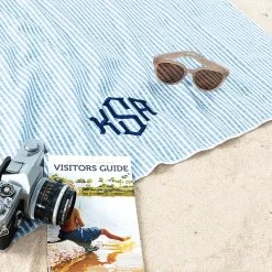 Monogrammed Lightweight Beach Towel -Fashion Clothing Store czx seersucker towel with accessories