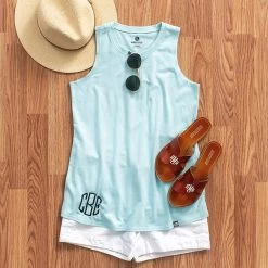 Monogrammed Basic Tank Top -Fashion Clothing Store dBC sky blue basic tank ootd