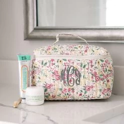 Monogrammed Quilted Train Case -Fashion Clothing Store dLX fall botanical quilted train case on counter