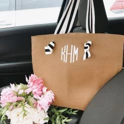 Monogrammed Straw Purse -Fashion Clothing Store dy9 straw purse in car