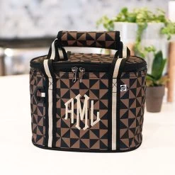 Personalized Small Cooler -Fashion Clothing Store eMU personalized small cooler in black and brown checkers on counter