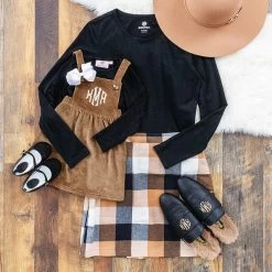 Monogrammed Kids Overall Dress 11 Monogrammed Kids Overall Dress -Fashion Clothing Store eOF mom and me fall hickory outfits