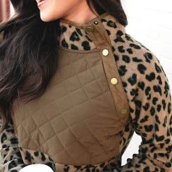 Asymmetrical Snap Pullover -Fashion Clothing Store eUZ leopard print asymmetrical snap pullover