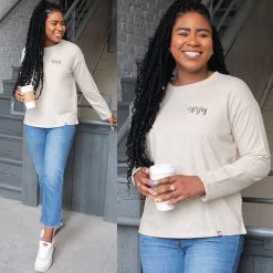 Personalized Casual Sweatshirt -Fashion Clothing Store eUc ivory contemporary sweatshirt with jeans wifey