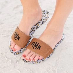 Monogrammed Jelly Slides -Fashion Clothing Store elh girl wearing monogrammed leopard jelly slides