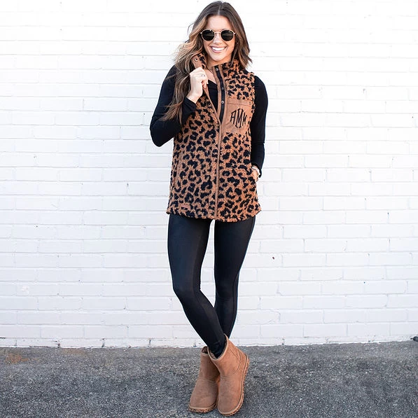 Monogrammed Leopard Sherpa Vest 3 Monogrammed Leopard Sherpa Vest - Image 3