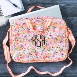 Monogrammed Laptop Bag 14 Monogrammed Laptop Bag -Fashion Clothing Store ezS Personalized Laptop Bag in Coral Floral with notebook and laptop